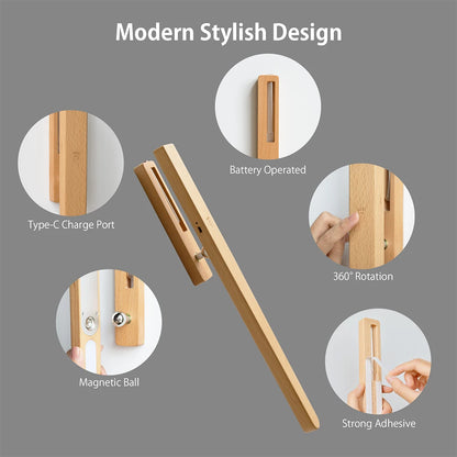 LED Wood Flower Wall Lamp Magnetic Night Light 360° Rotation Rechargeable Room Decoration Wood Flower Atmosphere Wall Lamp