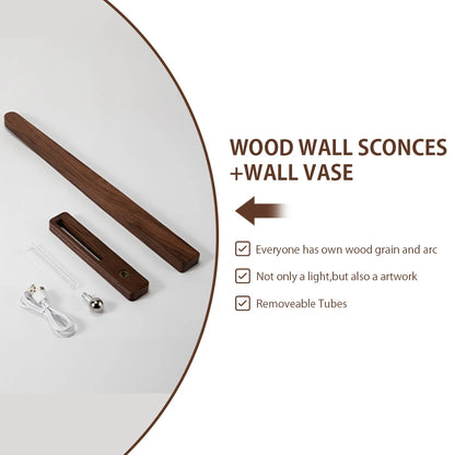 LED Wood Flower Wall Lamp Magnetic Night Light 360° Rotation Rechargeable Room Decoration Wood Flower Atmosphere Wall Lamp