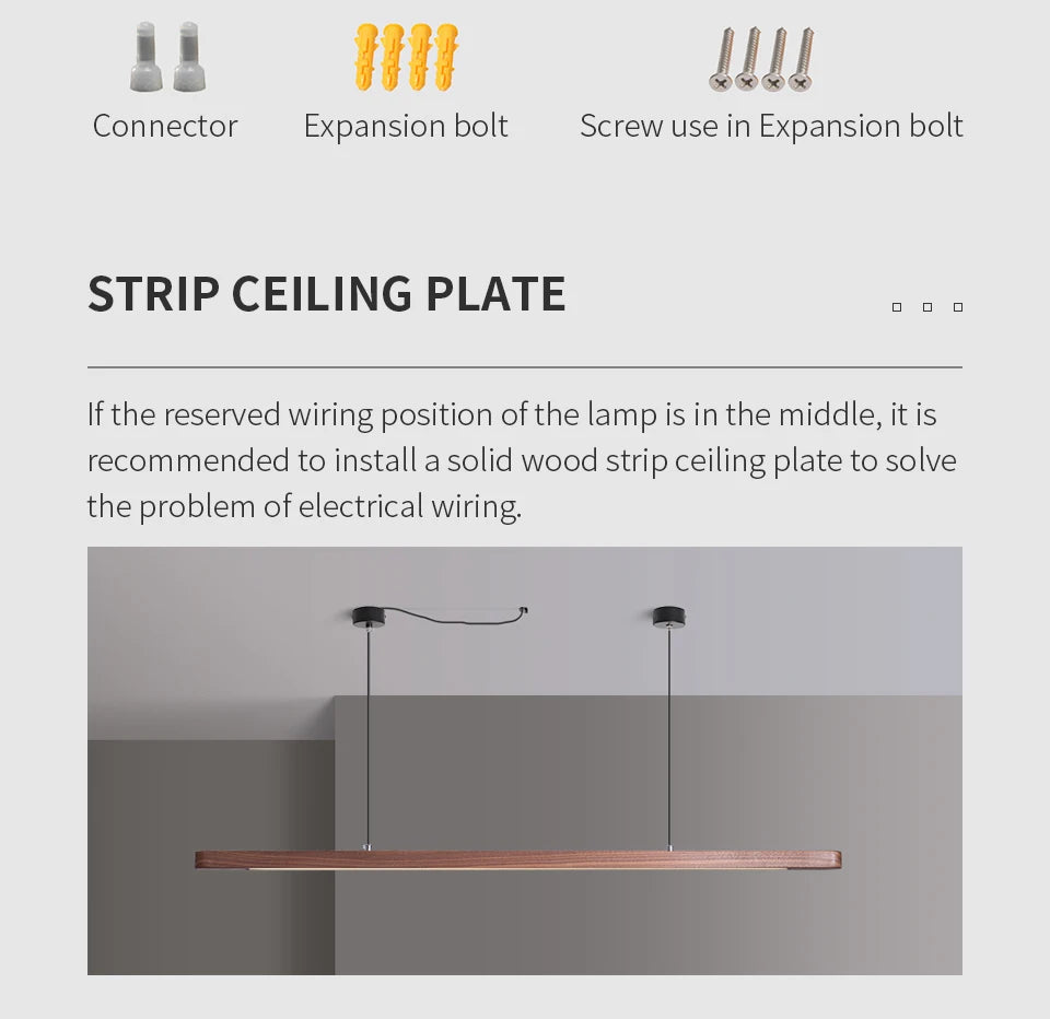Nordic Wood LED Pendant Lights Modern Oval Long Strip Ceiling Lamp for Restaurant Bar Office Kitchen Dining Living Room