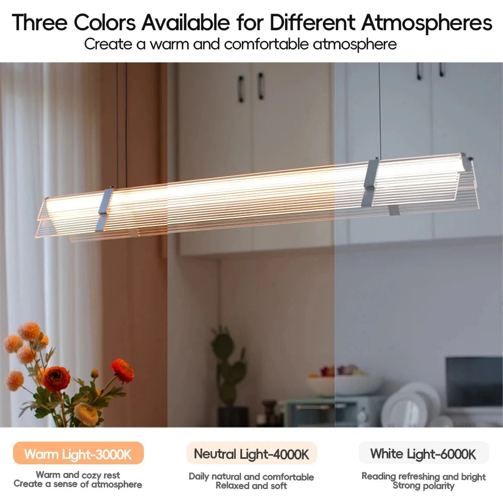Rainbow Pendant Light LED Acrylic Wide face Combination Pendant Lamp Dimmable Decorative Linear Chandelier