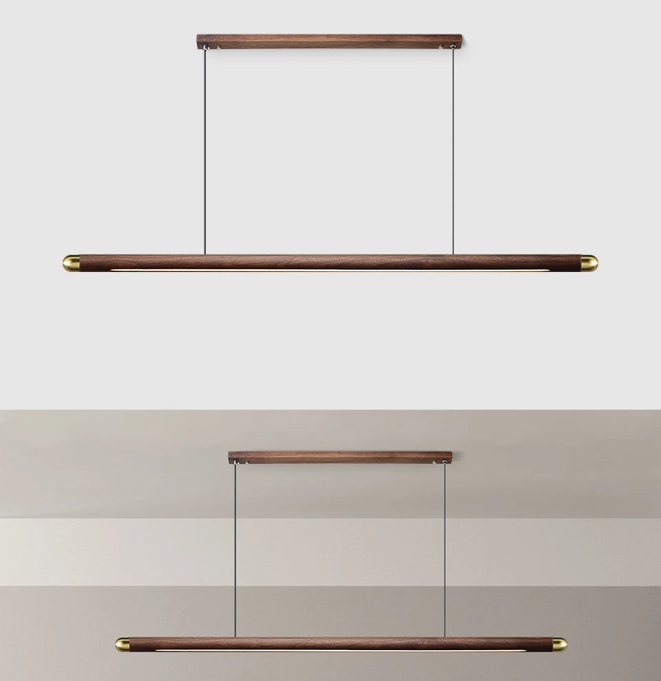 Modern Copper Circular Corner Design Pendant Lights Restaurant Office Dining Room Nordic Style Black Walnut LED Pendant Lamps