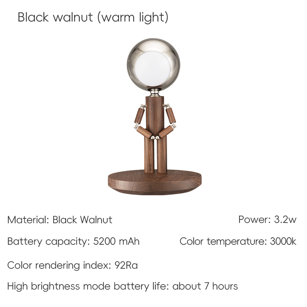 Creative Moon Standing Wood Lamp Robot Table Lamp Touch Atmosphere Light