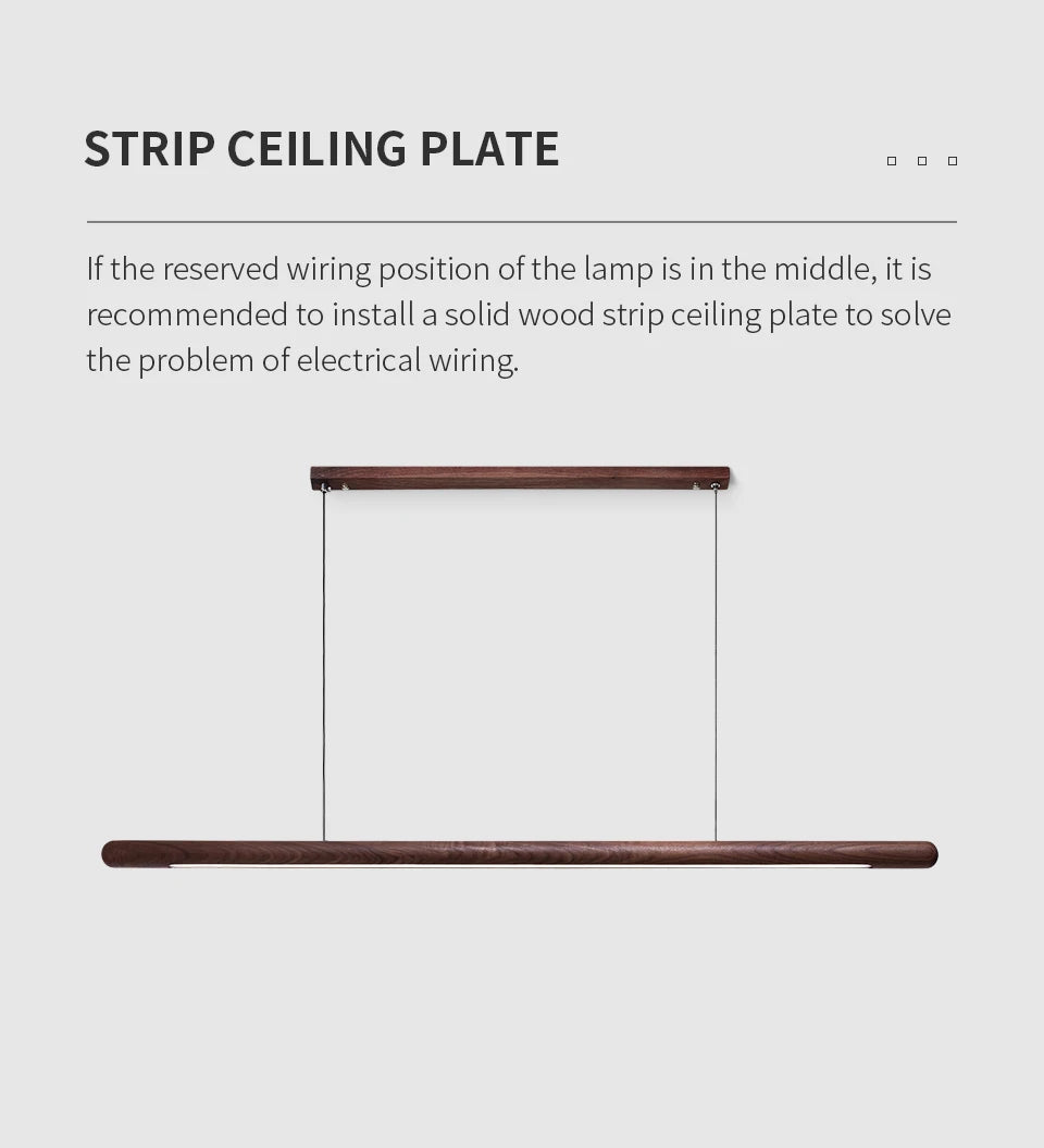 Nordic Solid Wood LED Pendant Lamp Bedroom Kitchen Light Hanging Circular Long Strip Modern Lights for Living Dining Room