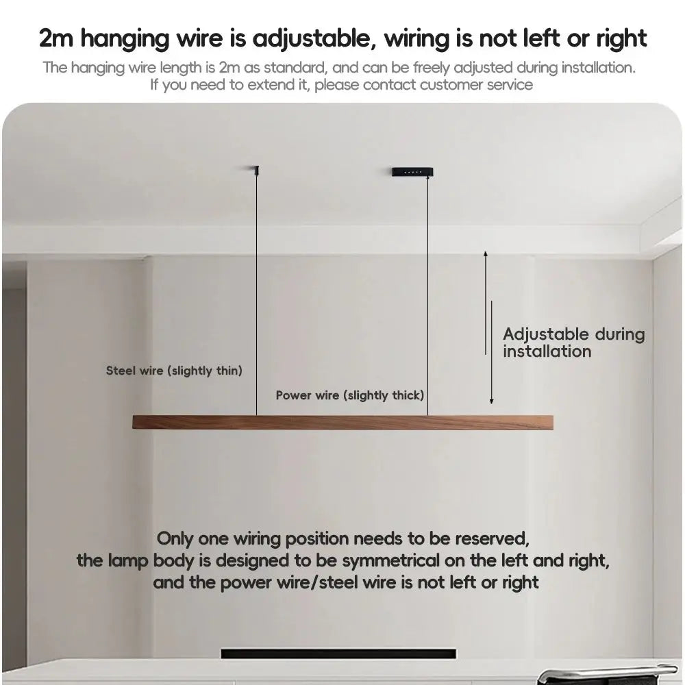 LED Hand Sweep Sensor Pendant Light Black Walnut Wood Modern Hanging Lamps for Dining Living Room Kitchen Office Celling Lamp