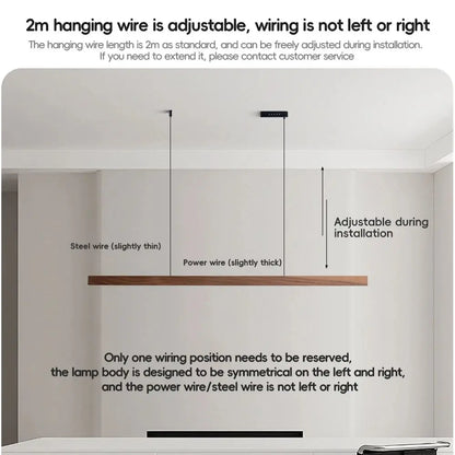 LED Hand Sweep Sensor Pendant Light Black Walnut Wood Modern Hanging Lamps for Dining Living Room Kitchen Office Celling Lamp