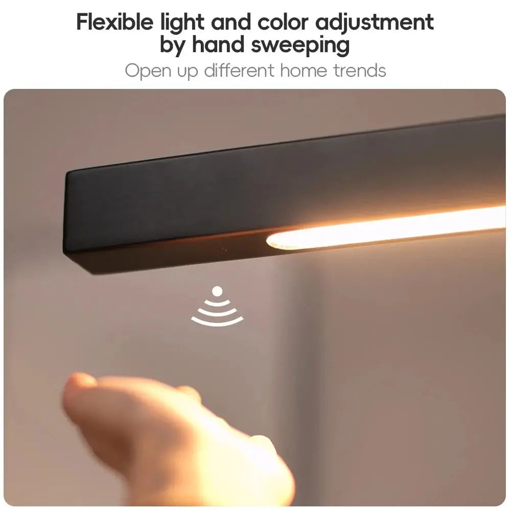 LED Hand Sweep Sensor Pendant Light Black/White Wood Hand Scan Hanging Lamps Pine Material