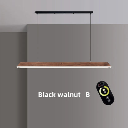 Wooden Pendant Light LED Large Wide Surface Alloy Pendant Lamp Long Strip Lighting Trapezoidal Design for Bar Kitchen Diningroom