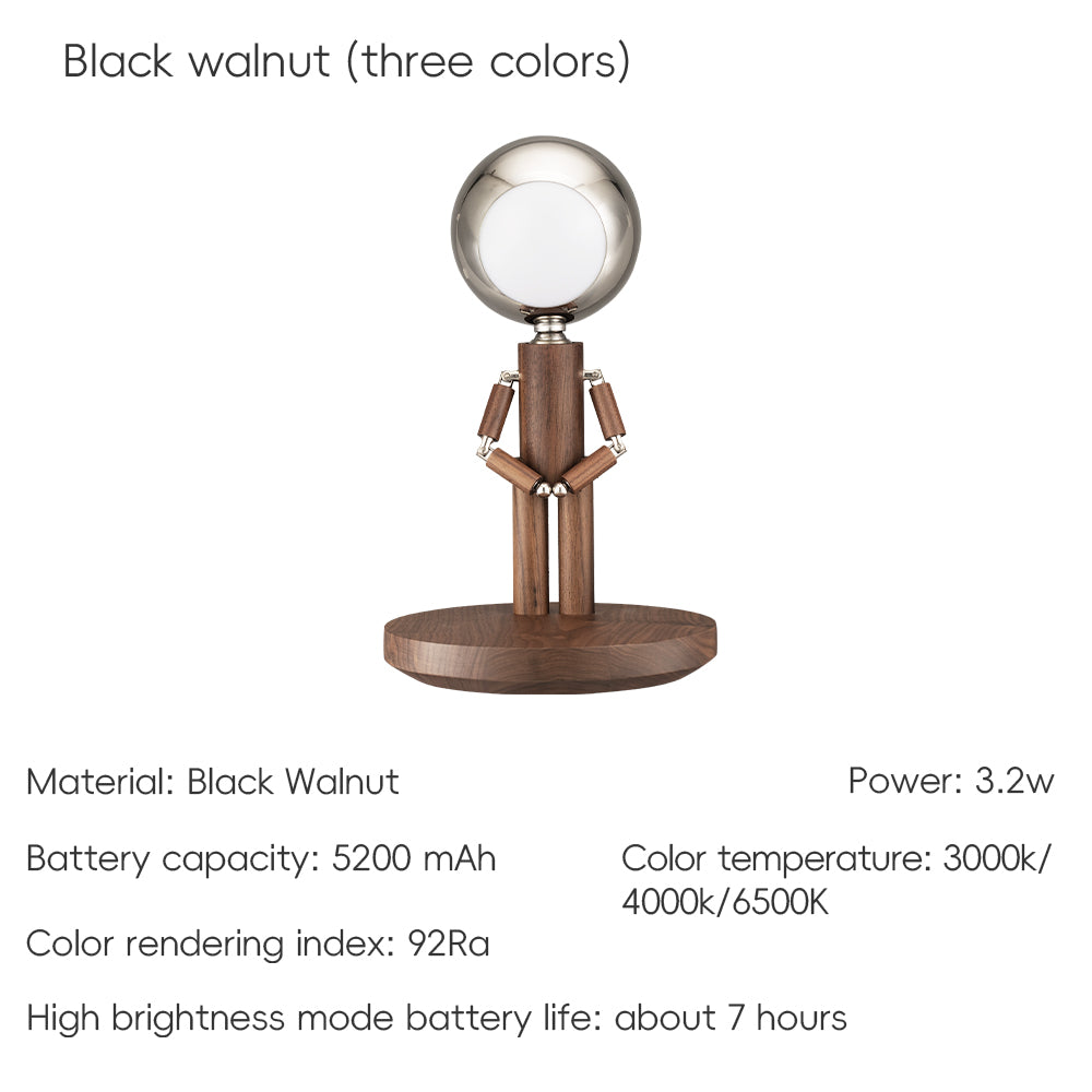 Creative Moon Standing Wood Lamp Robot Table Lamp Touch Atmosphere Light