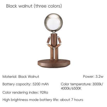 Creative Moon Standing Wood Lamp Robot Table Lamp Touch Atmosphere Light