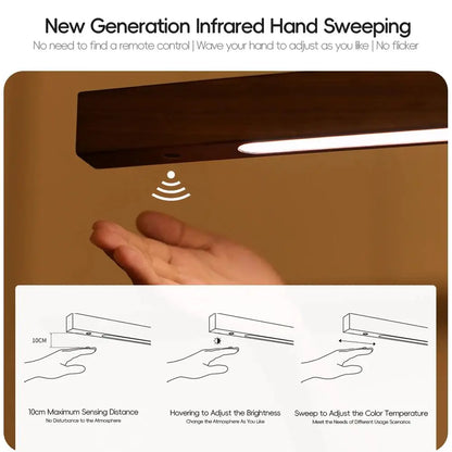 LED Hand Sweep Sensor Pendant Light Black Walnut Wood Modern Hanging Lamps for Dining Living Room Kitchen Office Celling Lamp