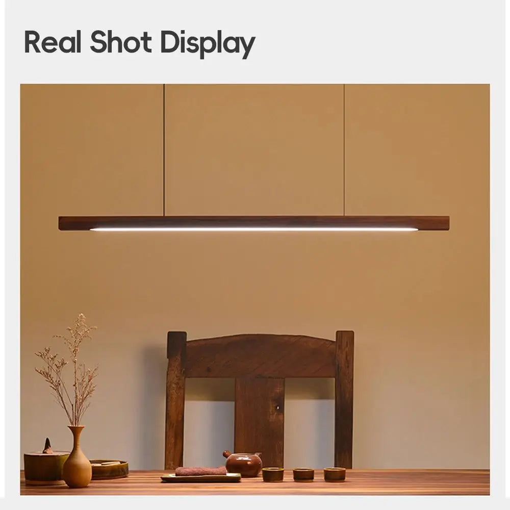LED Hand Sweep Sensor Pendant Light Black Walnut Wood Modern Hanging Lamps for Dining Living Room Kitchen Office Celling Lamp