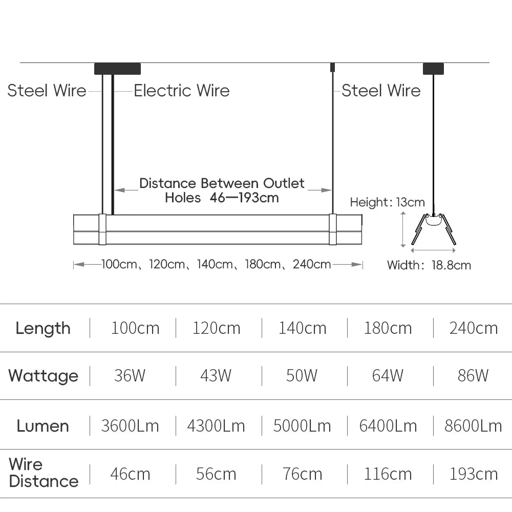 Rainbow Pendant Light LED Acrylic Wide face Combination Pendant Lamp Dimmable Decorative Linear Chandelier