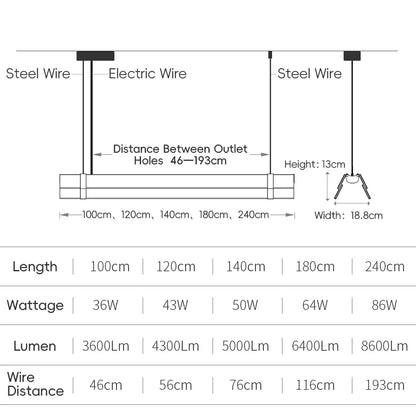 Rainbow Pendant Light LED Acrylic Wide face Combination Pendant Lamp Dimmable Decorative Linear Chandelier