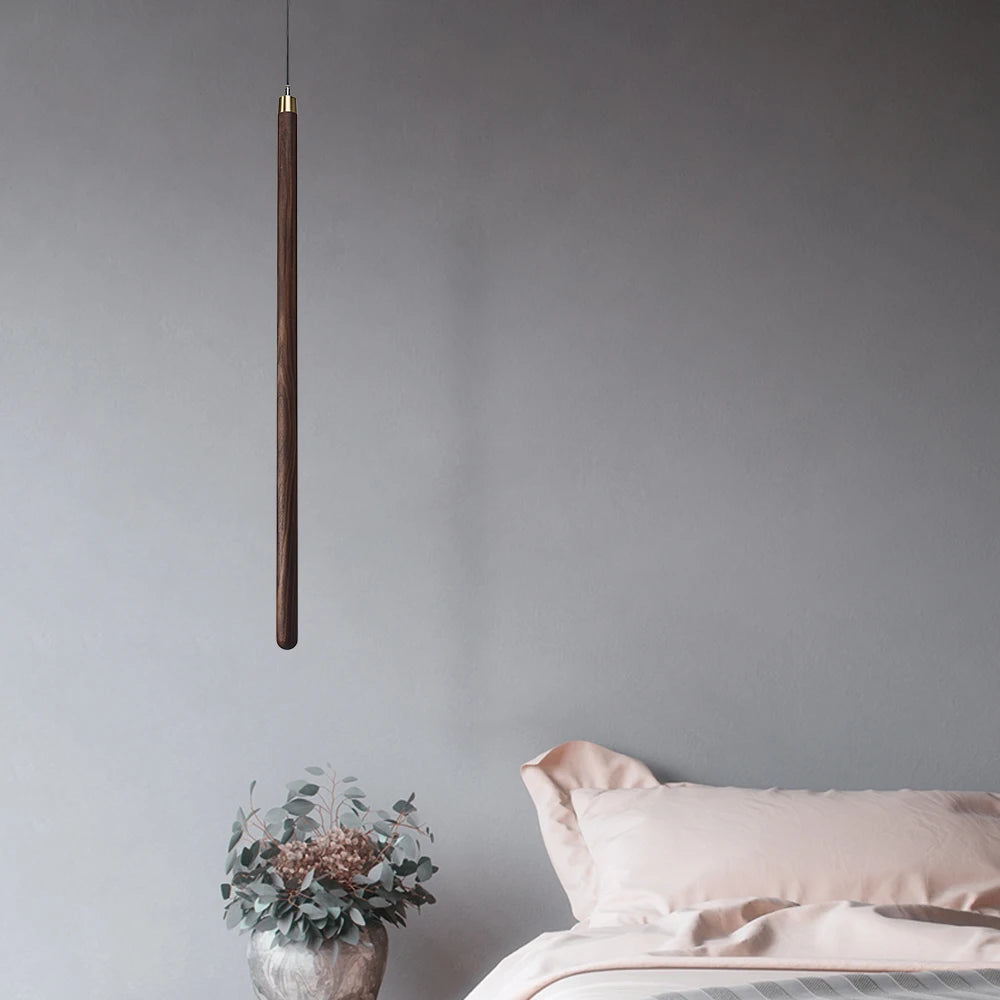 Nordic Style Led Long Strip Solid Wood Pendant Lights Bedroom Bedside Hanging Lamp Fashion Design Living Room Ceiling Lights