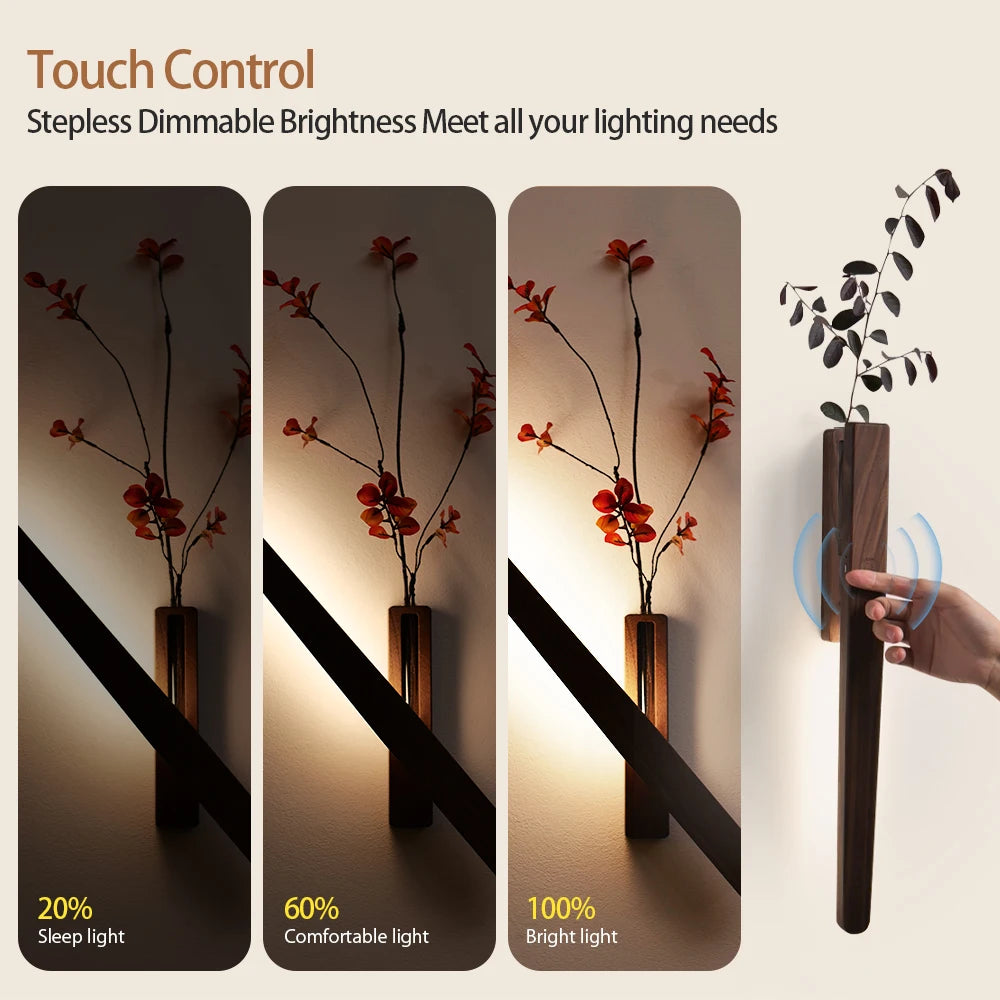 LED Wood Flower Wall Lamp Magnetic Night Light 360° Rotation Rechargeable Room Decoration Wood Flower Atmosphere Wall Lamp