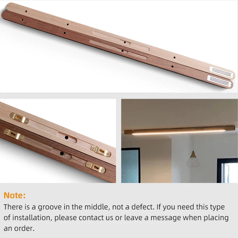 Nordic Wood LED Pendant Lights Modern Oval Long Strip Ceiling Lamp for Restaurant Bar Office Kitchen Dining Living Room