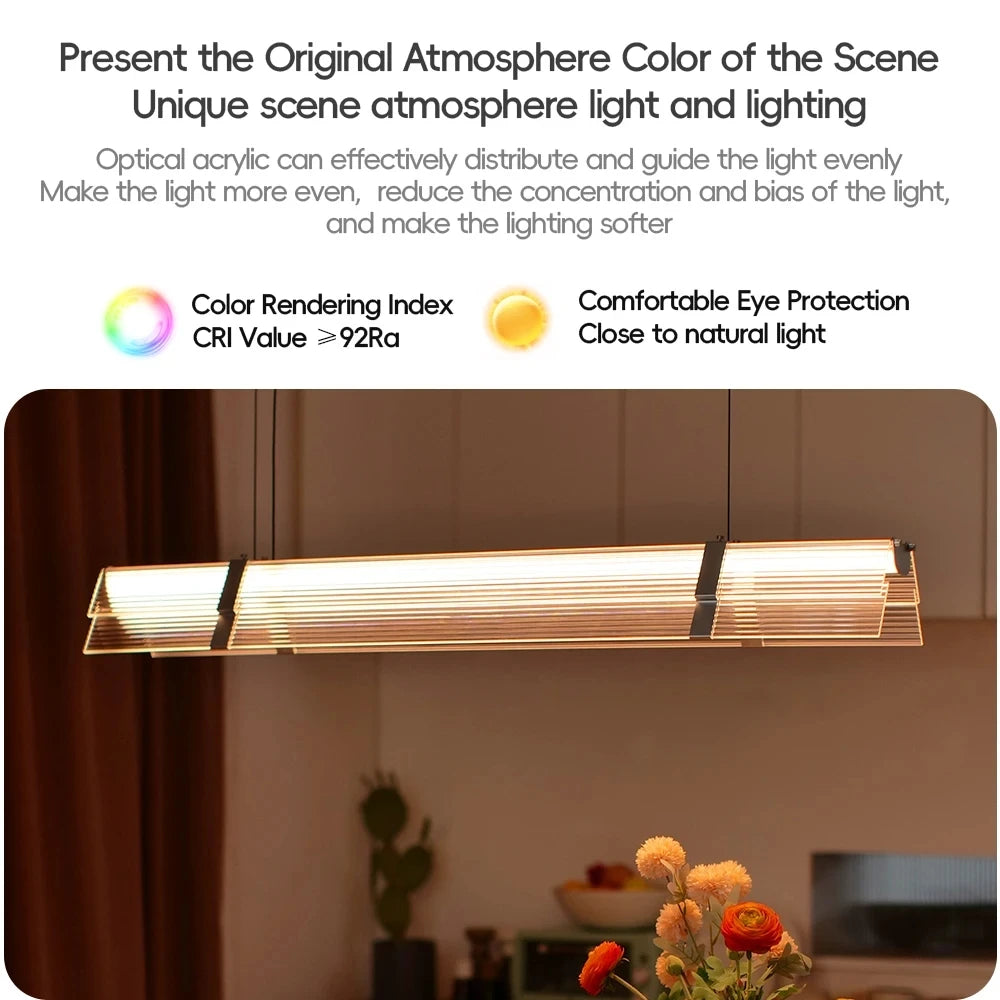Rainbow Pendant Light LED Acrylic Wide face Combination Pendant Lamp Dimmable Decorative Linear Chandelier