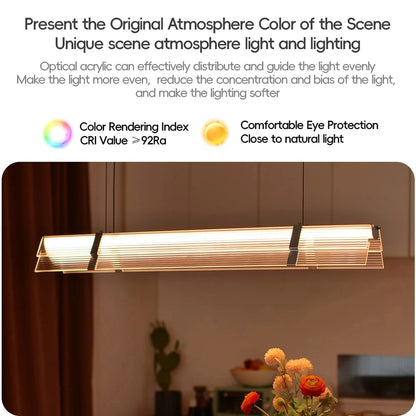 Rainbow Pendant Light LED Acrylic Wide face Combination Pendant Lamp Dimmable Decorative Linear Chandelier