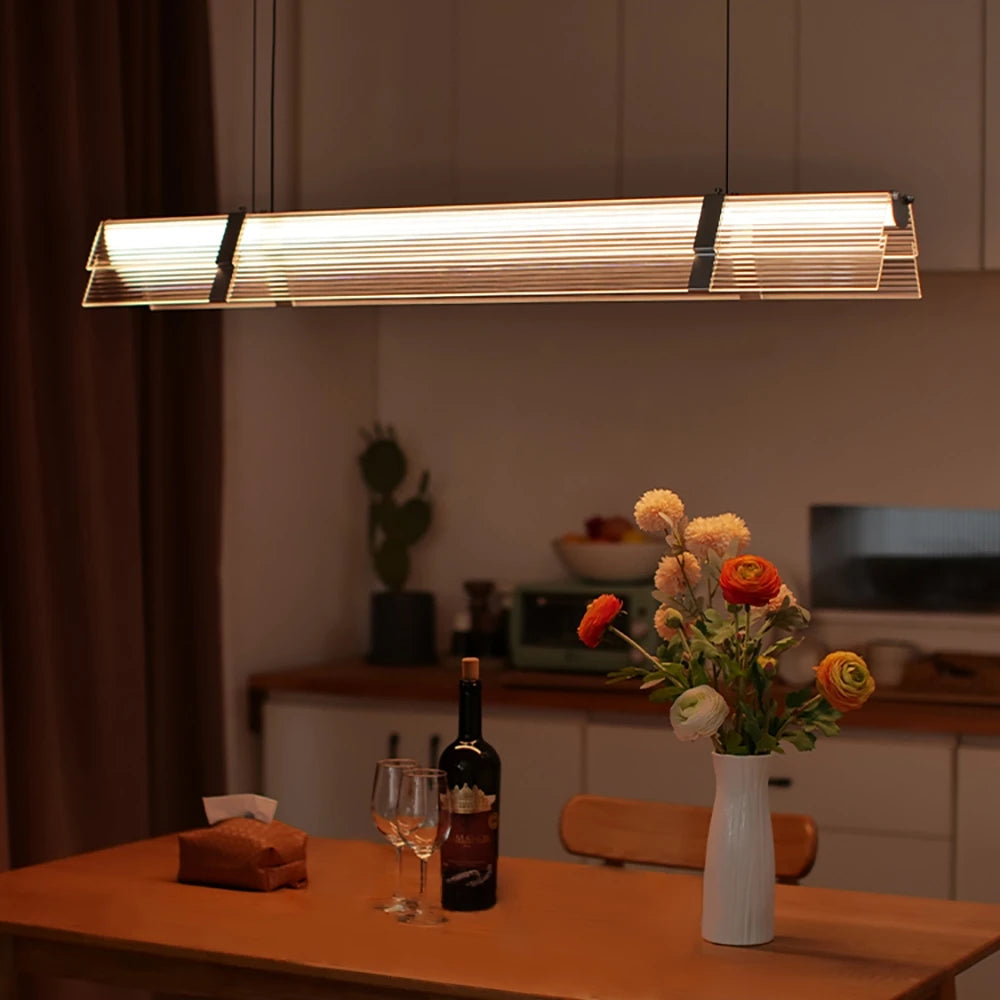 Rainbow Pendant Light LED Acrylic Wide face Combination Pendant Lamp Dimmable Decorative Linear Chandelier