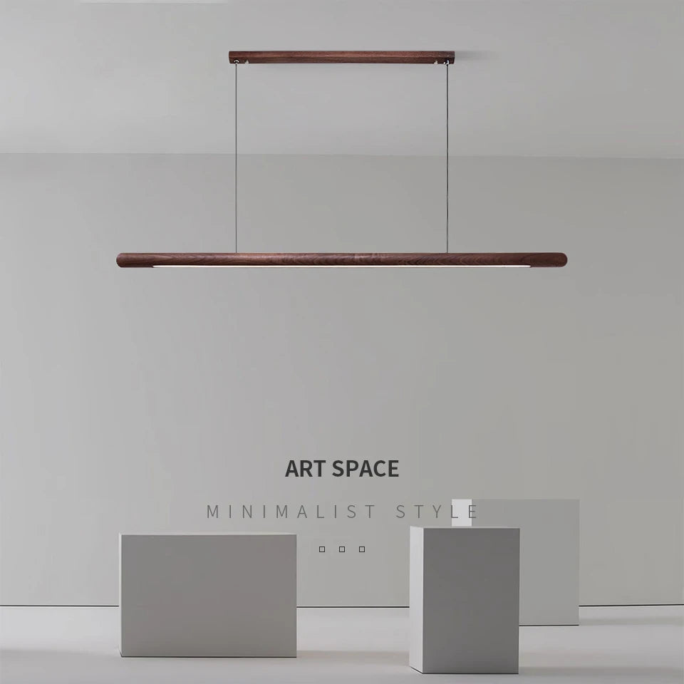 Nordic Solid Wood LED Pendant Lamp Bedroom Kitchen Light Hanging Circular Long Strip Modern Lights for Living Dining Room