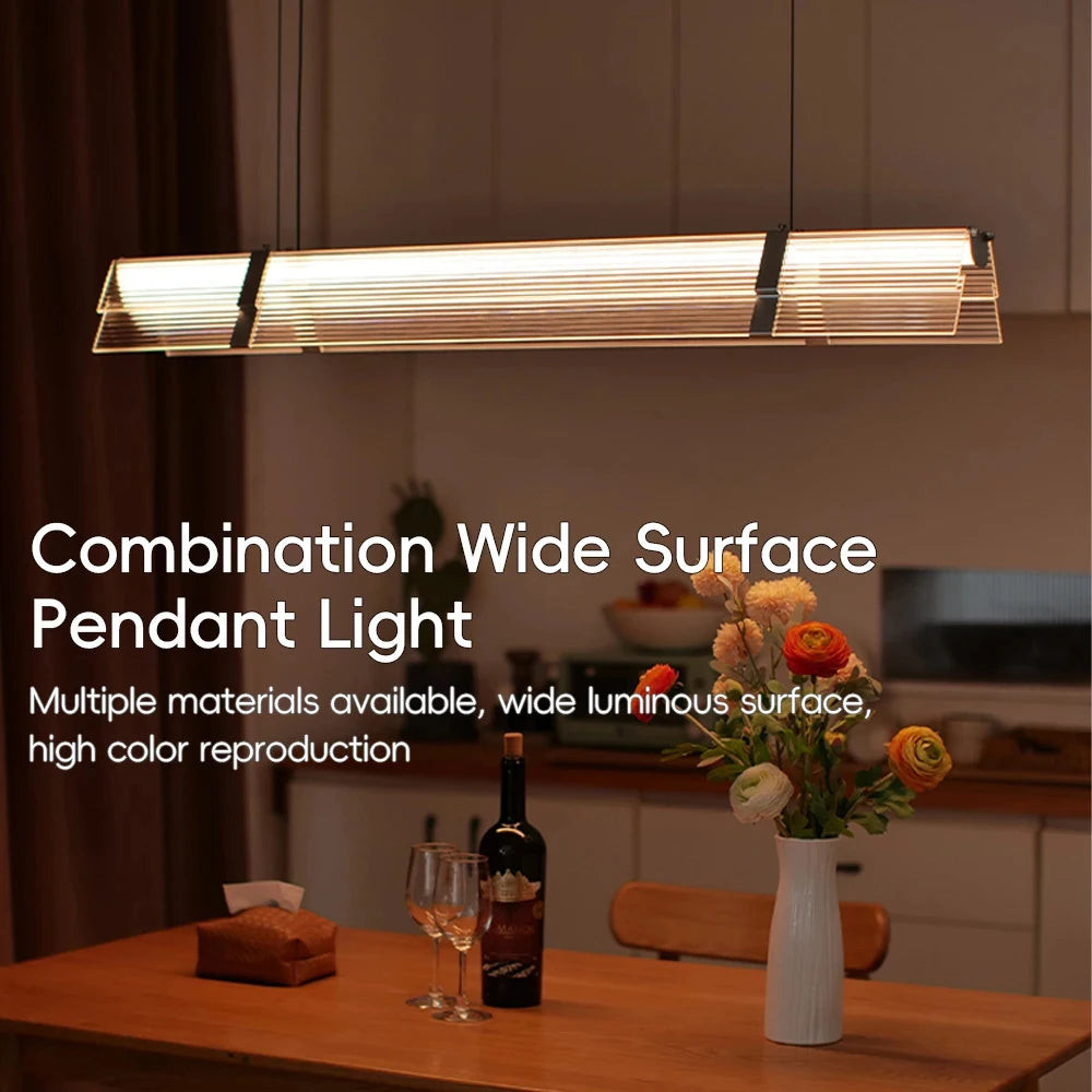 Rainbow Pendant Light LED Acrylic Wide face Combination Pendant Lamp Dimmable Decorative Linear Chandelier
