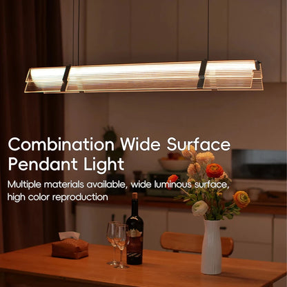 Rainbow Pendant Light LED Acrylic Wide face Combination Pendant Lamp Dimmable Decorative Linear Chandelier
