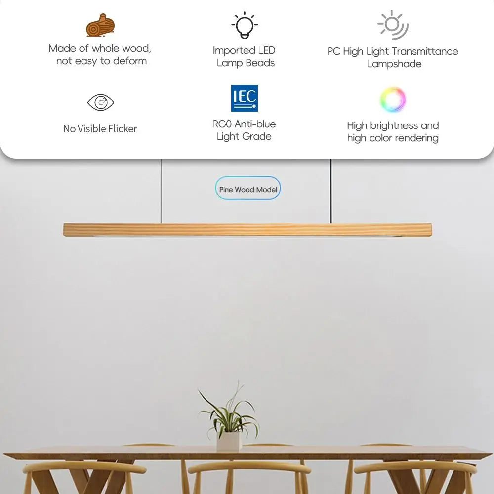 LED Hand Sweep Sensor Pendant Light Black Walnut Wood Modern Hanging Lamps for Dining Living Room Kitchen Office Celling Lamp