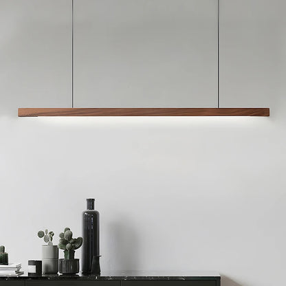 Nordic Wood Pendant Lights LED Modern Hanging Lamps for Dining Living Room Kitchen Office Shop Long Strip Celling Lamp