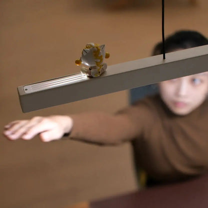 LED Hand Sweep Sensor Pendant Light Black/White Wood Hand Scan Hanging Lamps Pine Material
