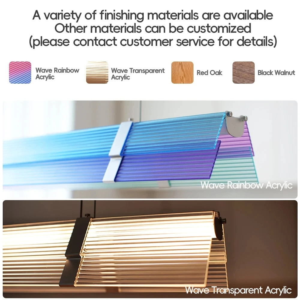 Rainbow Pendant Light LED Acrylic Wide face Combination Pendant Lamp Dimmable Decorative Linear Chandelier