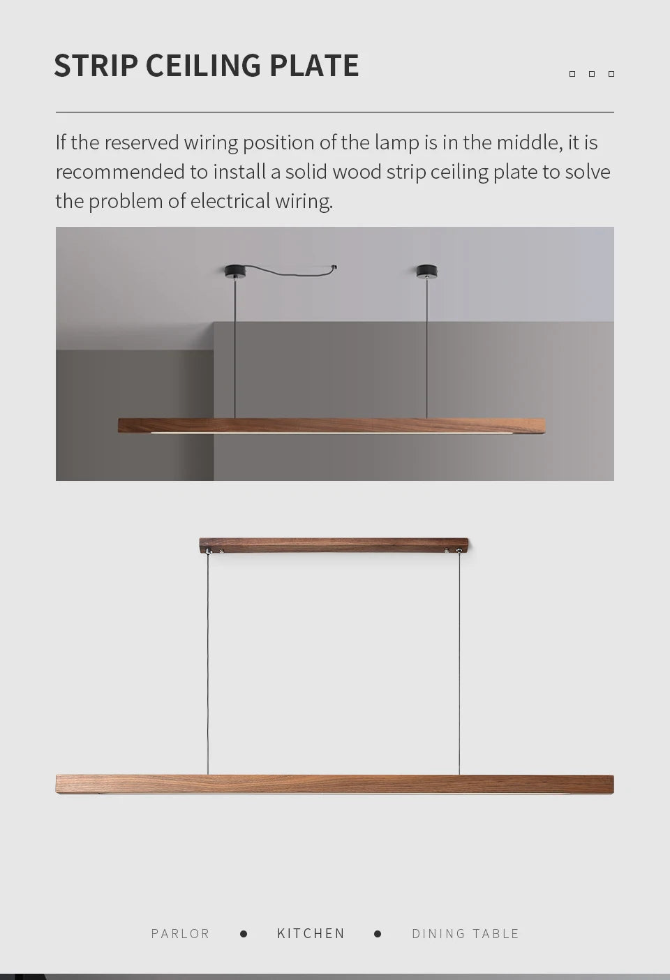 Nordic Wood Pendant Lights LED Modern Hanging Lamps for Dining Living Room Kitchen Office Shop Long Strip Celling Lamp