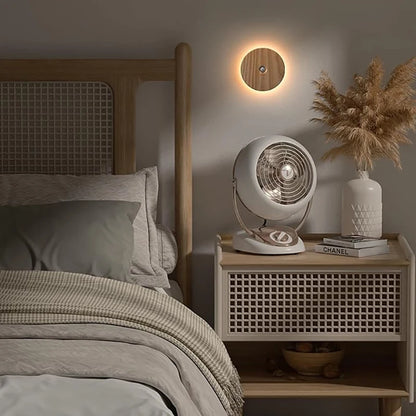 Motion Sensor Night Light Wood USB Rechargeable Stick-On Step Lights Magnetic Wall Lights for Hallway Bedroom Living Room Stair