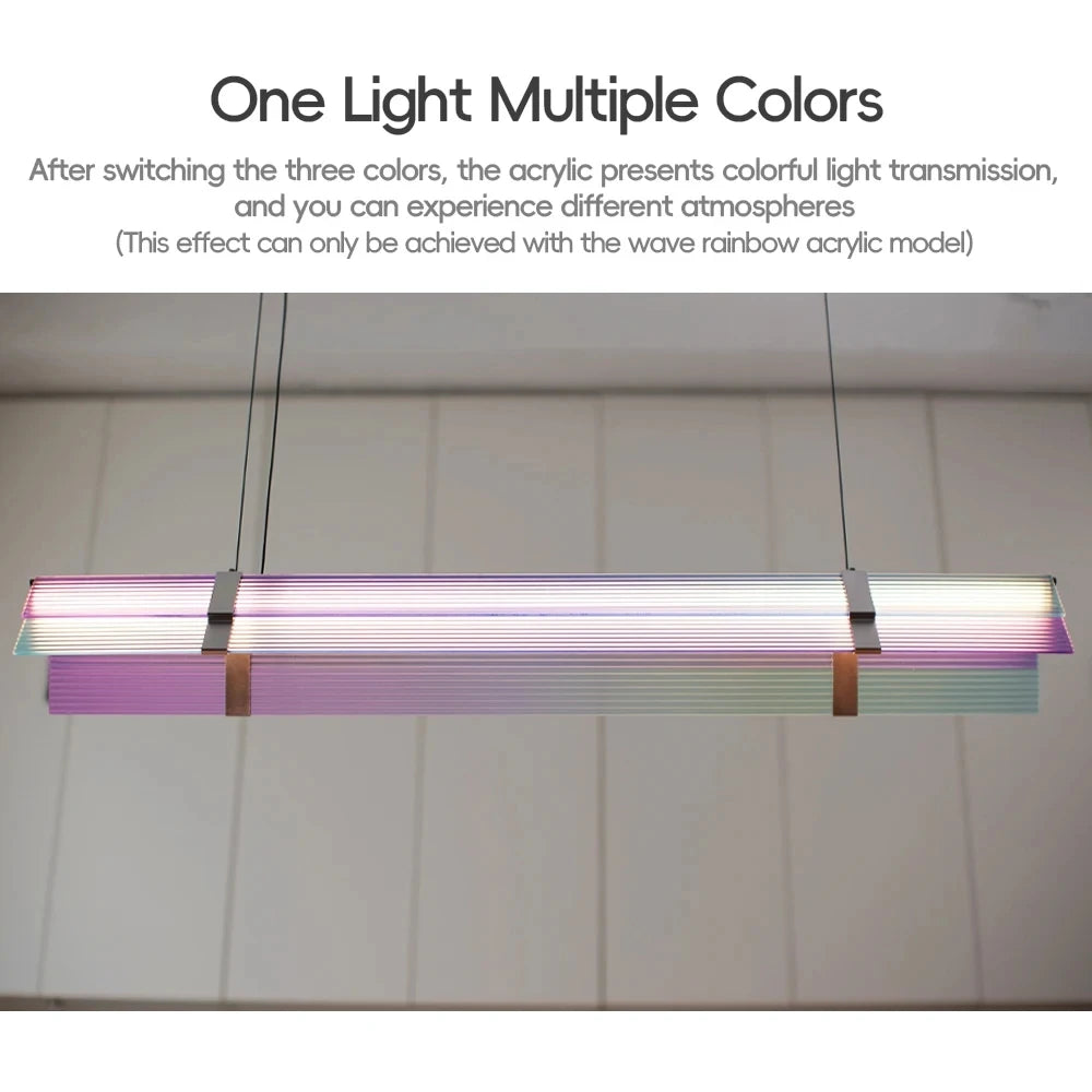 Rainbow Pendant Light LED Acrylic Wide face Combination Pendant Lamp Dimmable Decorative Linear Chandelier