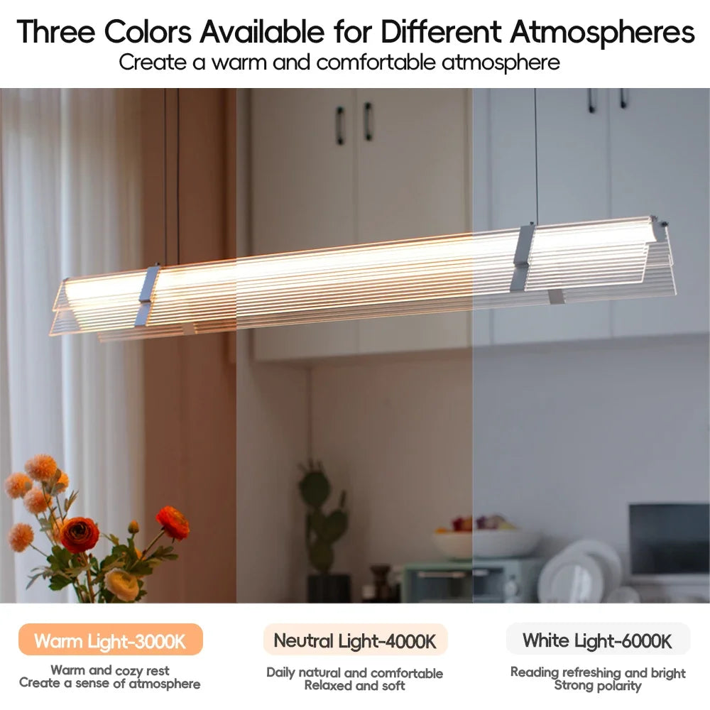 Rainbow Pendant Light LED Acrylic Wide face Combination Pendant Lamp Dimmable Decorative Linear Chandelier