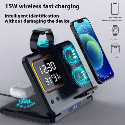 5-In-1 LED Digital Alarm Wireless Clock Stand